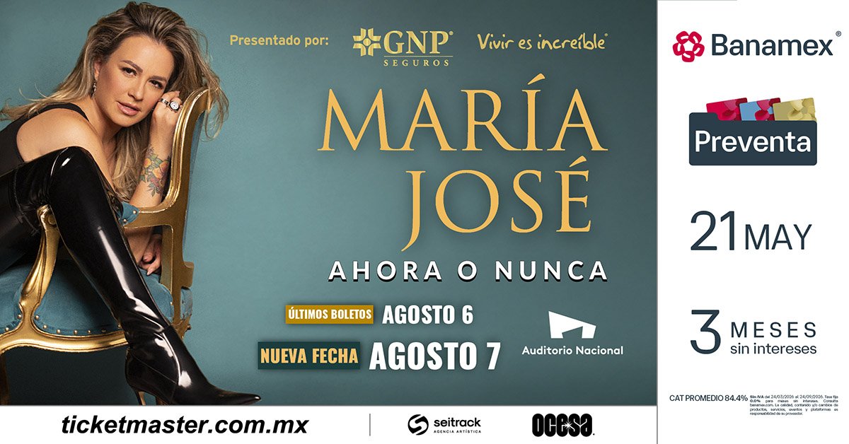 María José conquistará el Auditorio Nacional con una nueva fecha.